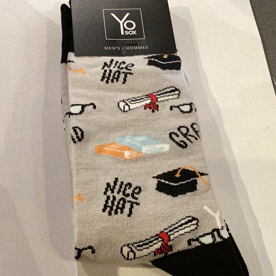 'Yo Sox Graduation Crew Socks' in 'Grey' colour