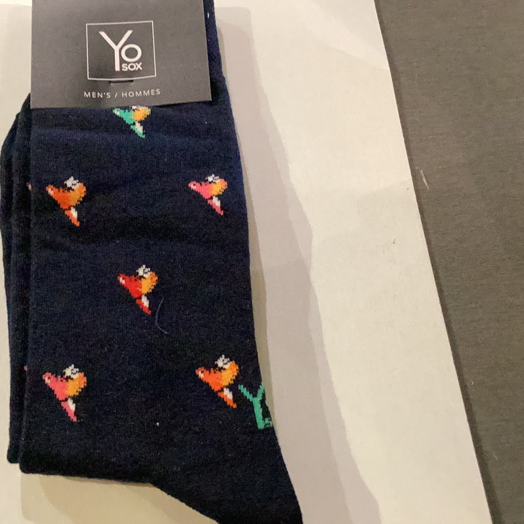 'Yo Sox Mini Parrots Crew Socks' in 'Navy' colour