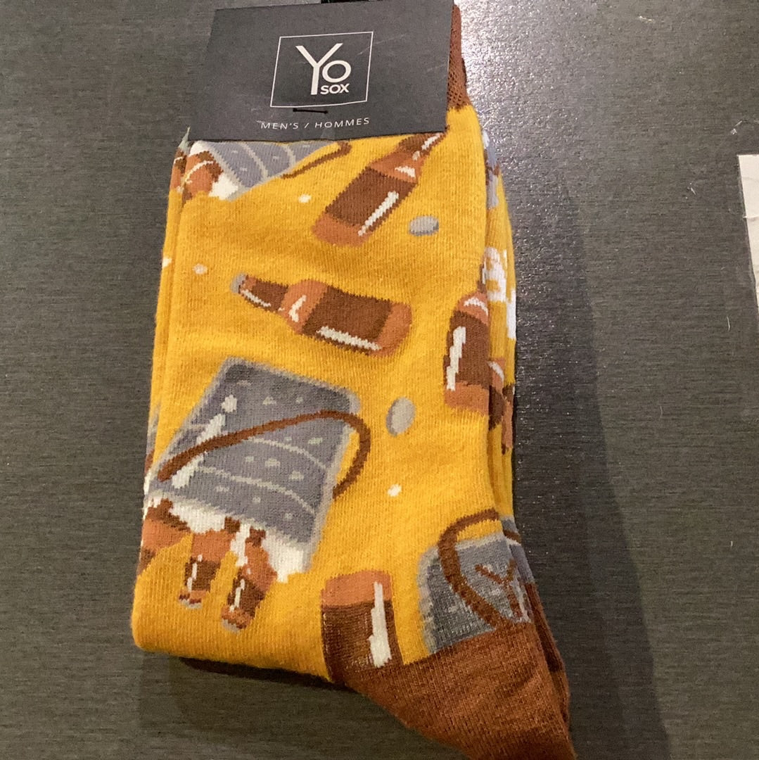 'Yo Sox Beer Me Crew Socks' in 'Yellow' colour