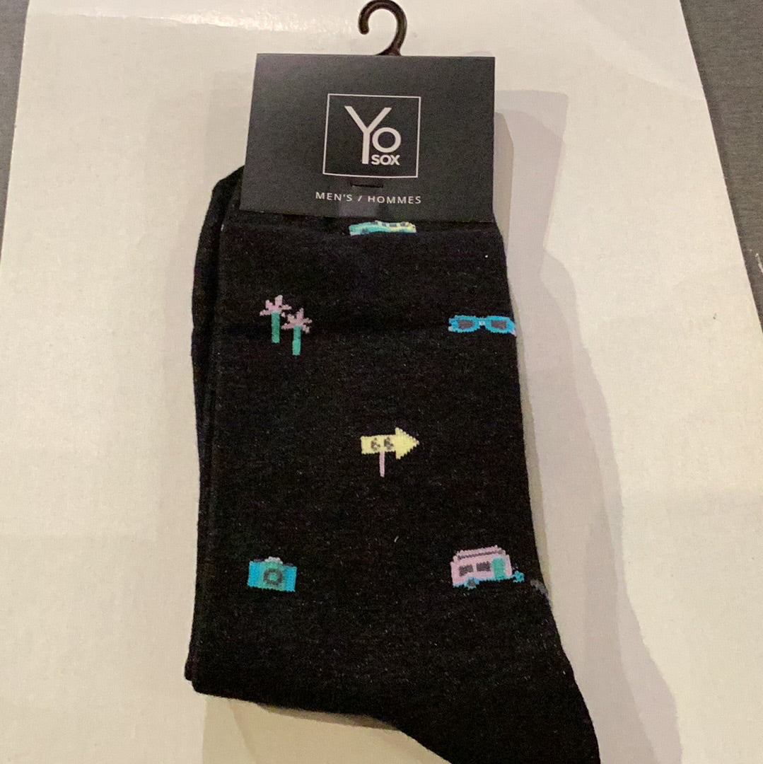 'Yo Sox Mini Travel Two Crew Socks' in 'Black' colour