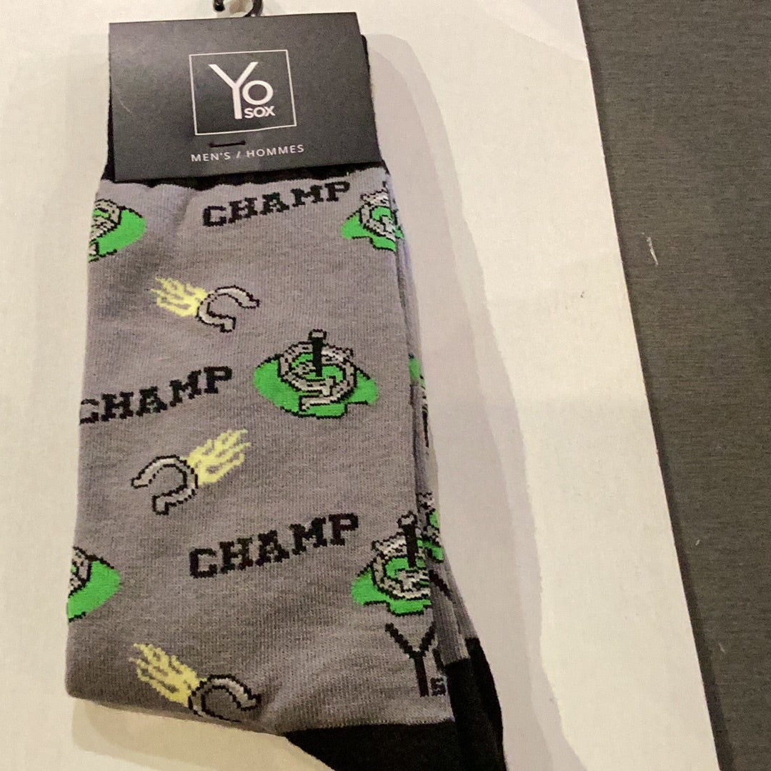 'Yo Sox Horsehoe Camp Crew Socks' in 'Grey' colour