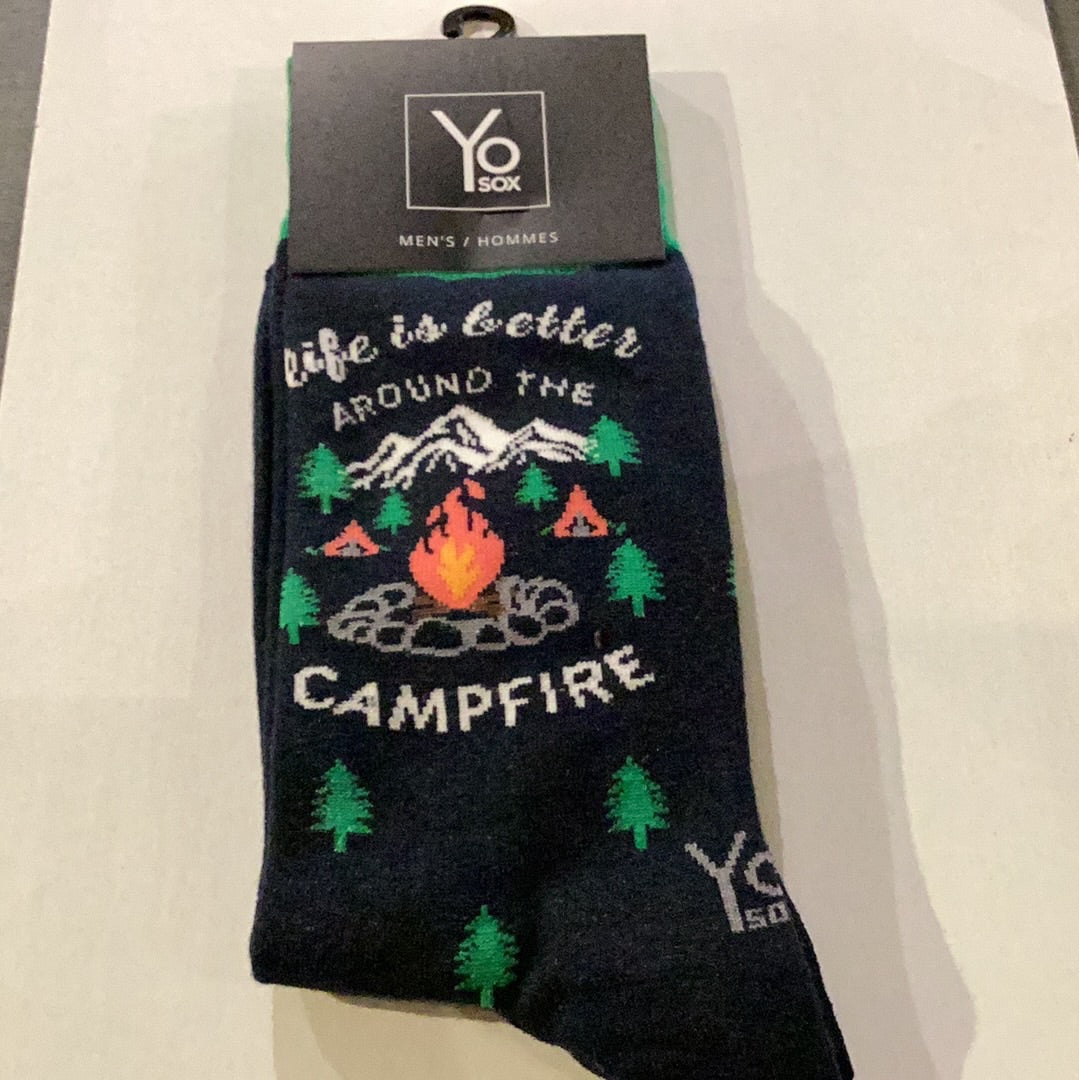 'Yo Sox Around the Campfire Crew Socks' in 'Black' colour