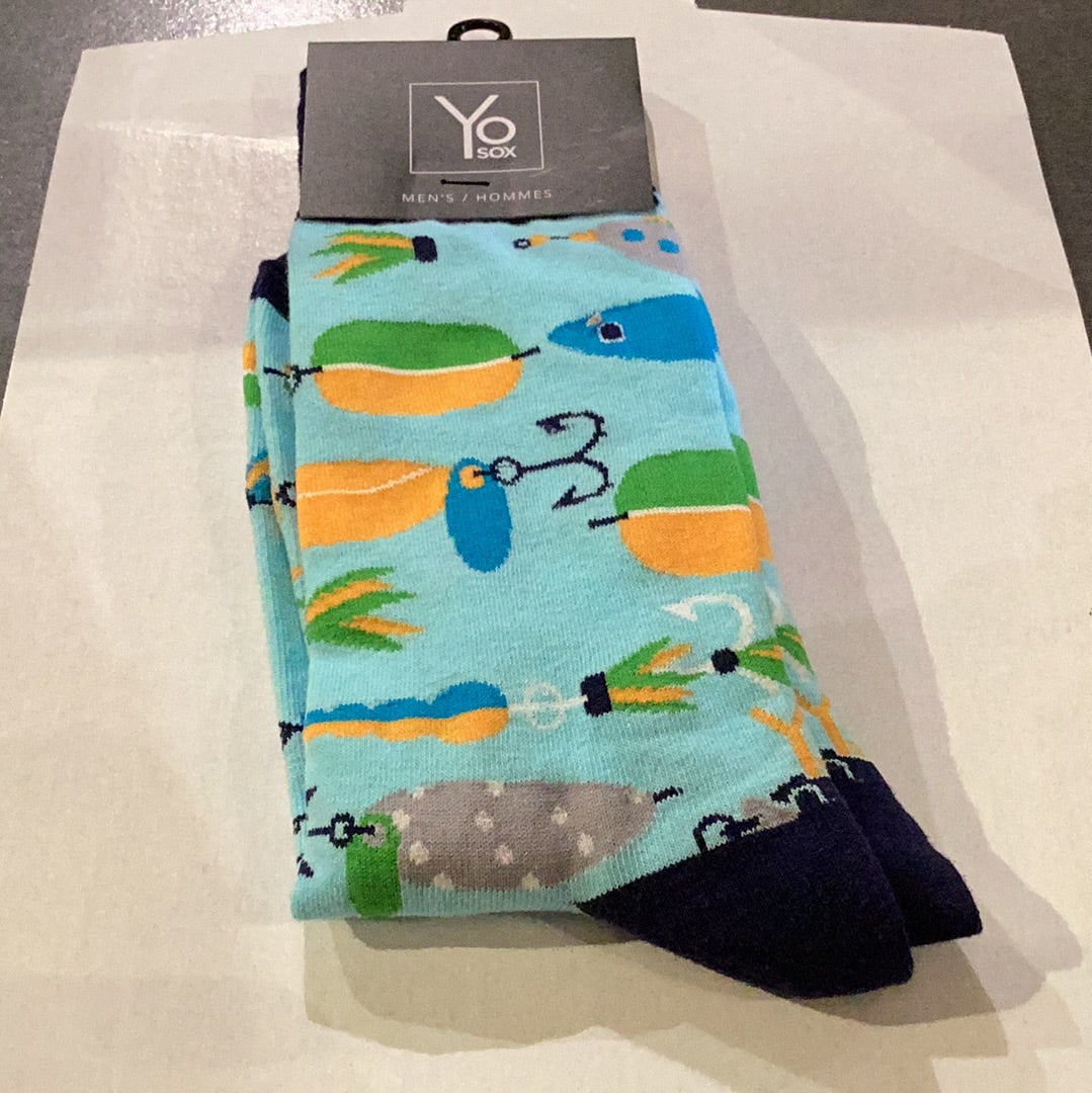 'Yo Sox Fishing Lures Crew Socks' in 'Light Blue' colour