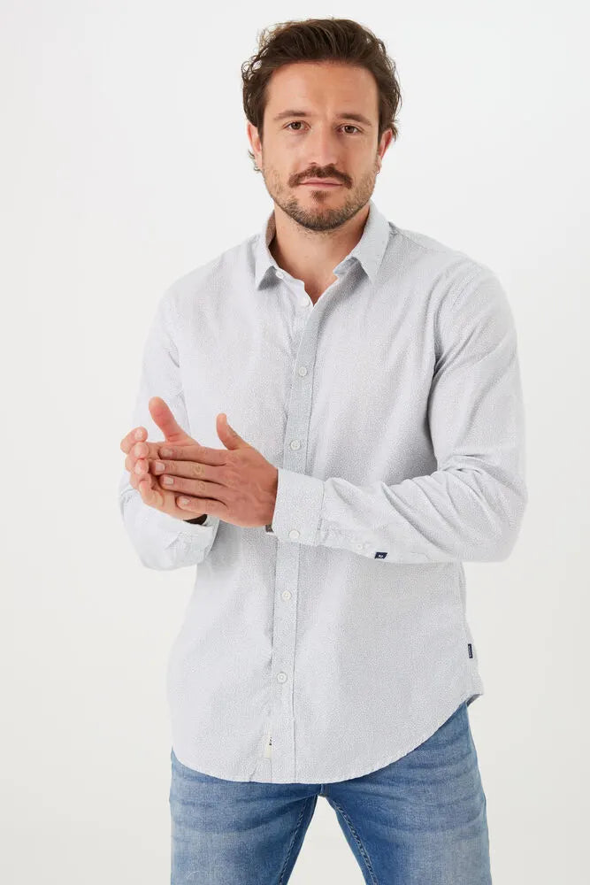 'Garcia N41281 Long Sleeve Button-Up Dress Shirt' in 'Dusty Blue' colour