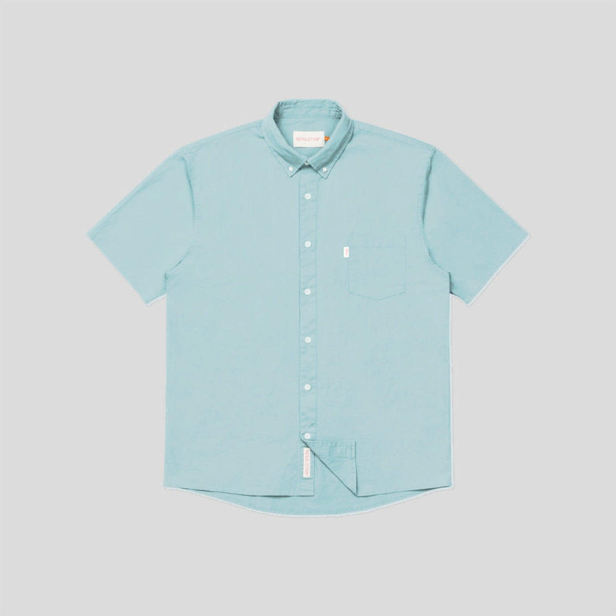 'Revolution 3863 Short Sleeve Loose Shirt' in 'Light Blue' colour