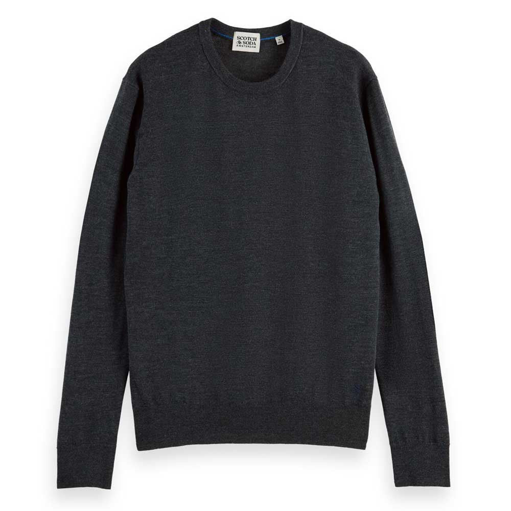 Scotch & Soda Crew Neck Sweater - Graphite Melange - 1 - Tops - Knit Sweaters