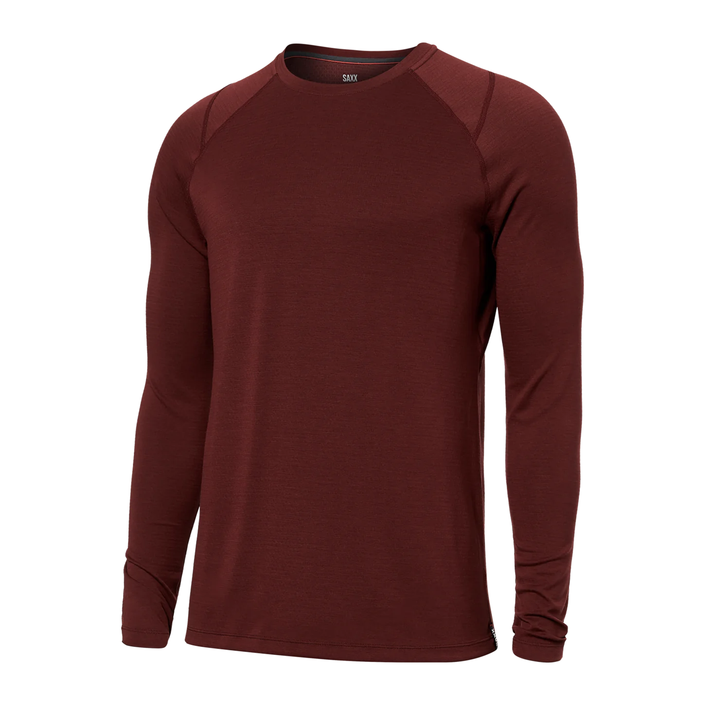 'SAXX Roast Master Mid-Weight L/S Crewneck' in 'Dark Brick' colour