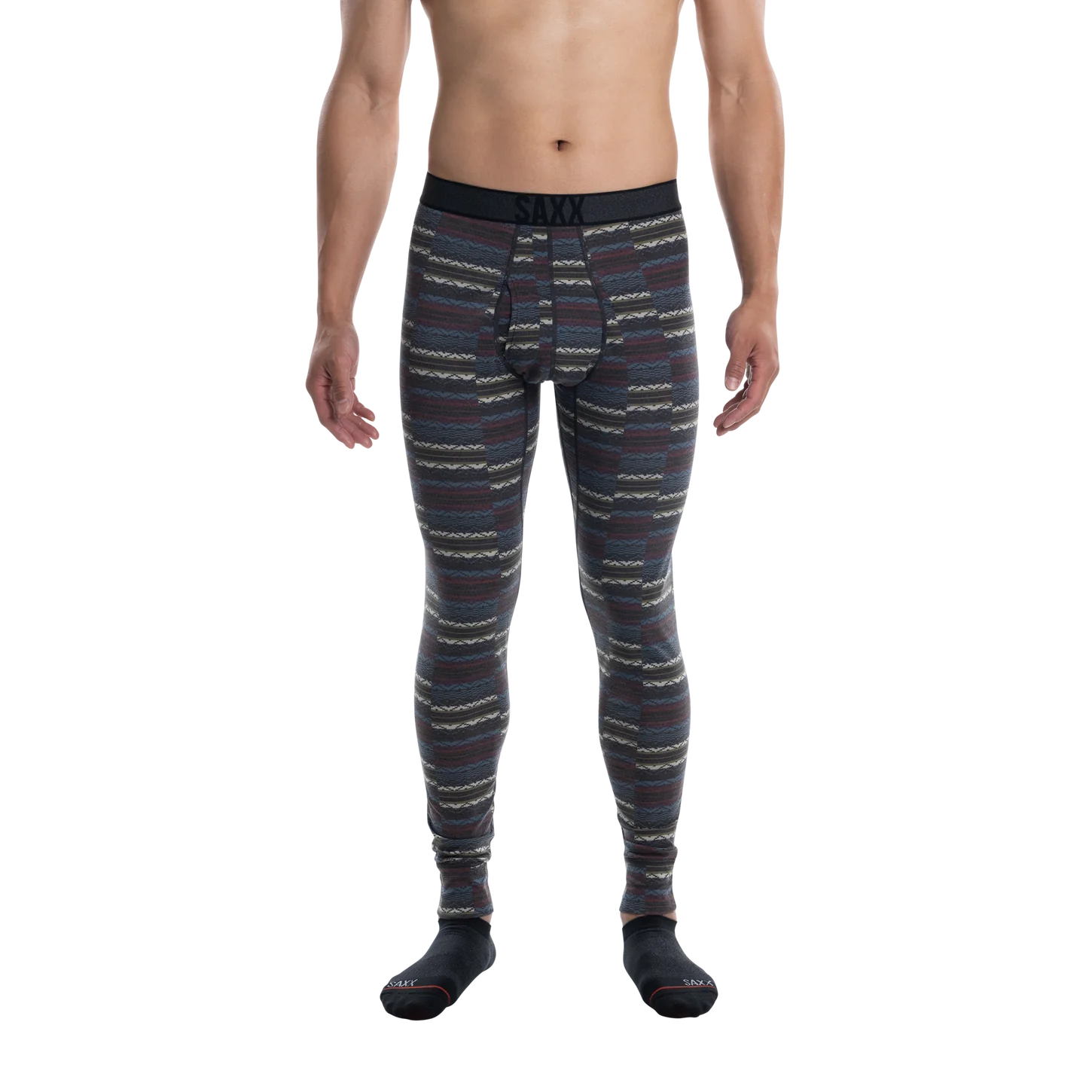 'SAXX Roast Master Mid Weight Tights' in 'Stepped Stripe' colour