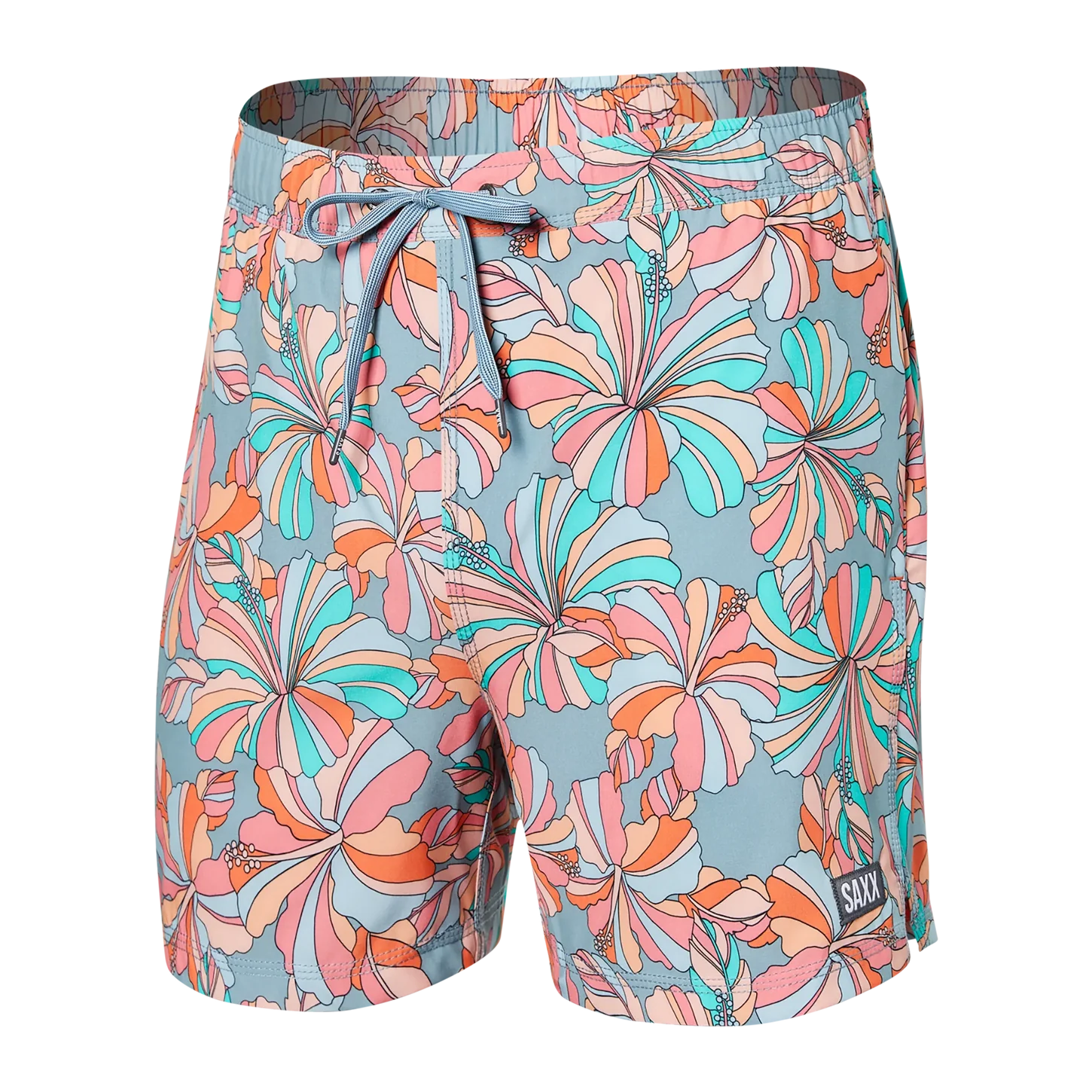 'SAXX Oh Buoy 5" Swim Shorts' in 'Flower Pop' colour
