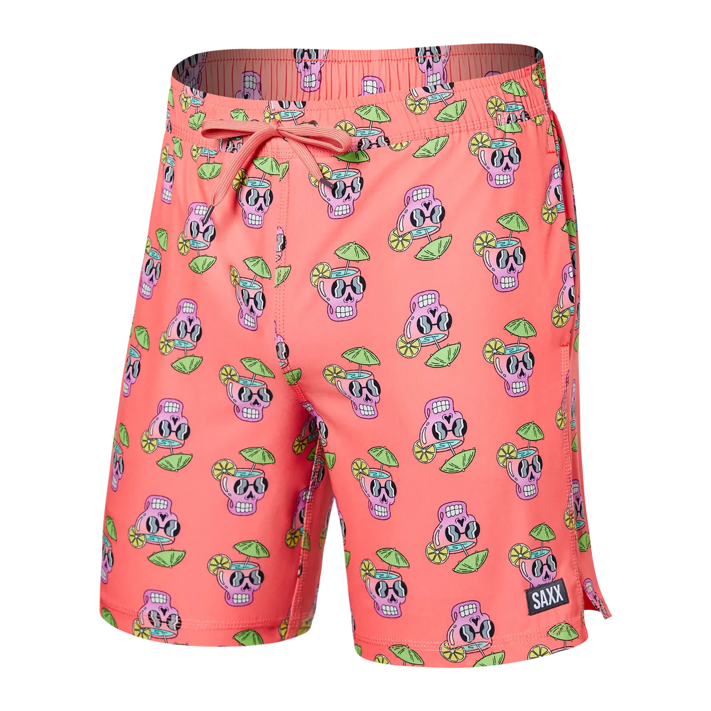 'SAXX Oh Buoy 7" Swim Shorts' in 'Drunken Skulls' colour