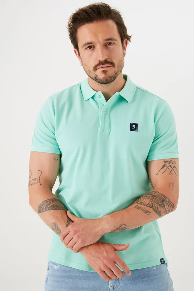 'Garcia Z1105 Cotton Pique Polo Shirt' in 'Mint' colour