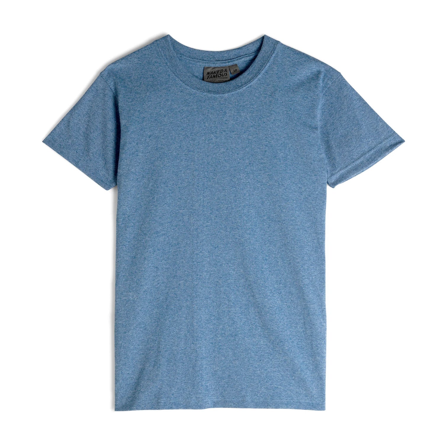 'Naked & Famous Circular Knit T-Shirt' in 'Blue' colour