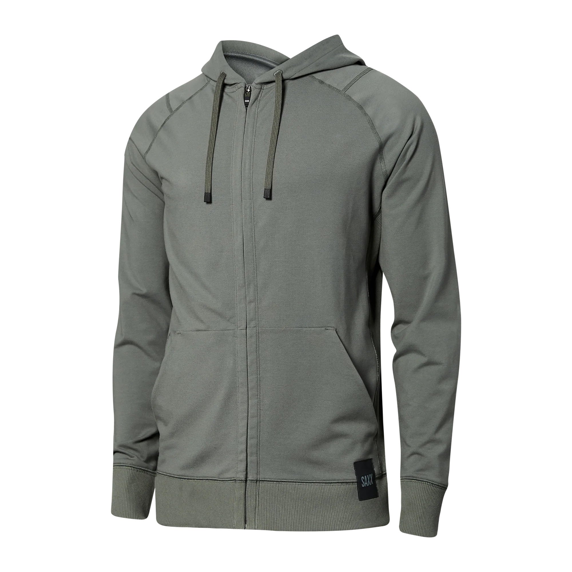 'SAXX Down Time Full-Zip Hoodie' in 'Cargo Grey' colour
