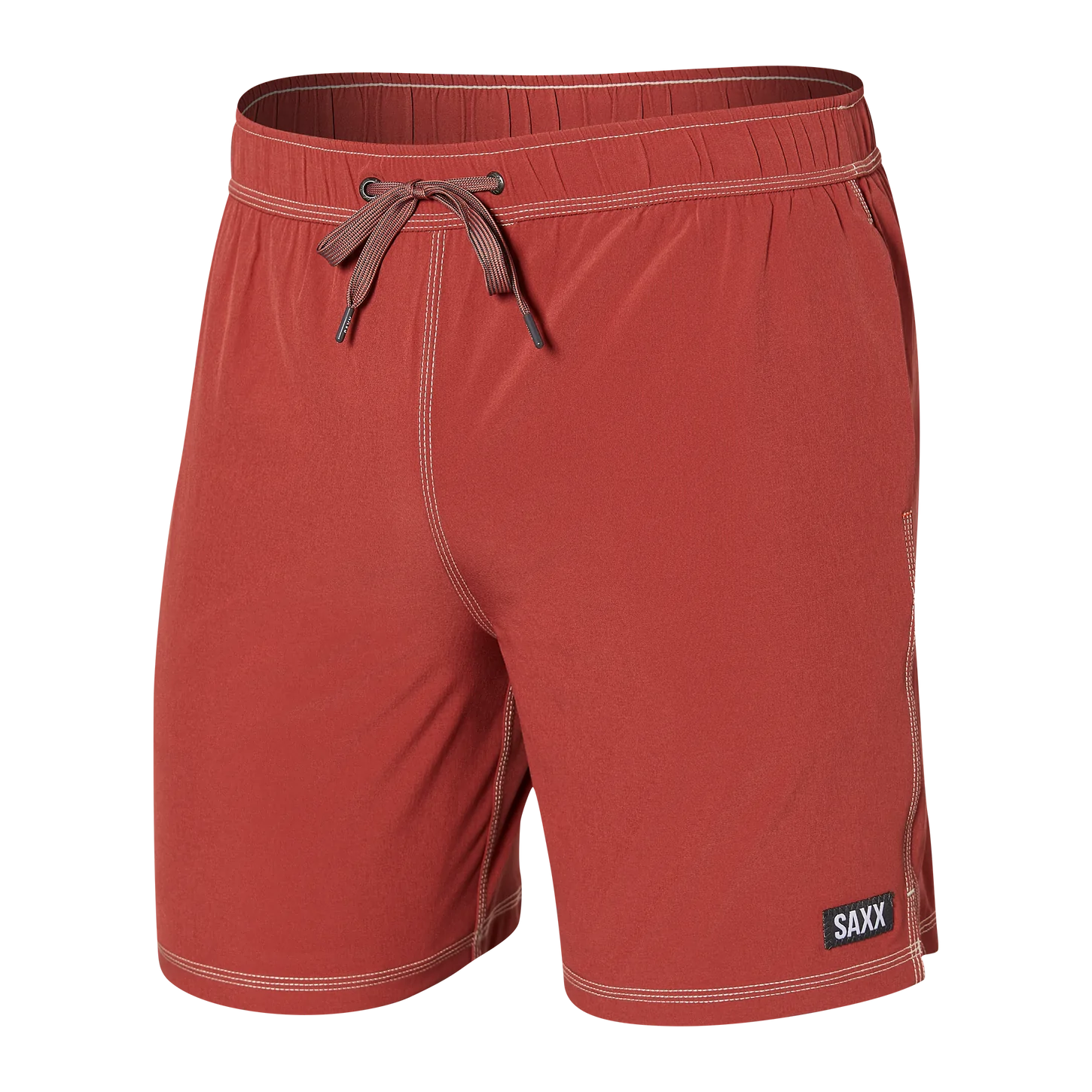 'SAXX Oh Buoy 7" Swim Shorts' in 'Desert Red' colour