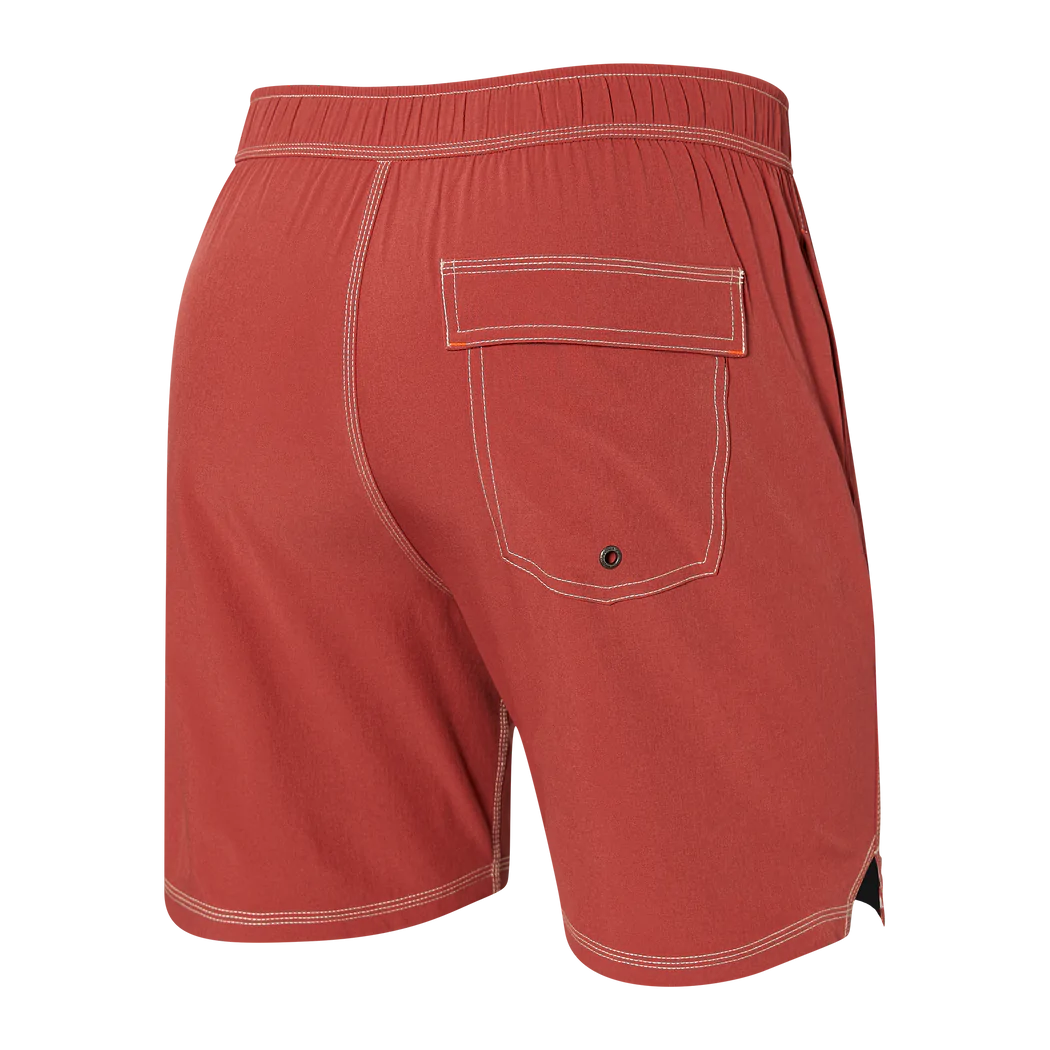 'SAXX Oh Buoy 7" Swim Shorts' in 'Desert Red' colour