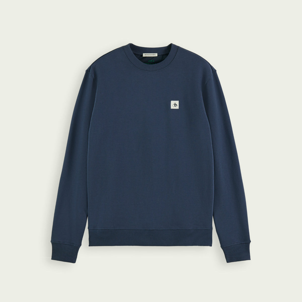 'Scotch & Soda Logo Badge Organic Cotton Felpa Sweatshirt' in 'Navy' colour