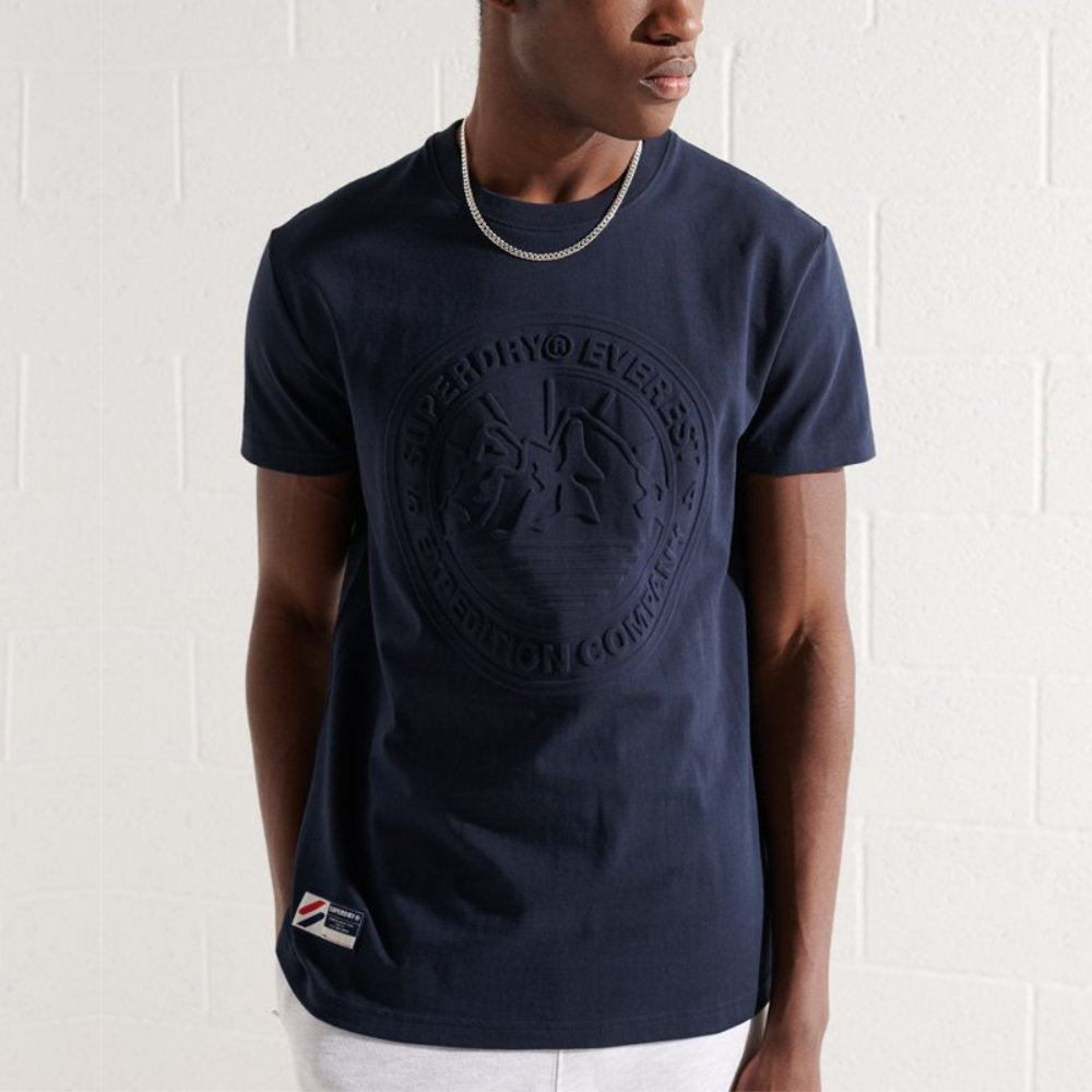 'Superdry Expedition Embossed Tee' in 'Deep Navy' colour
