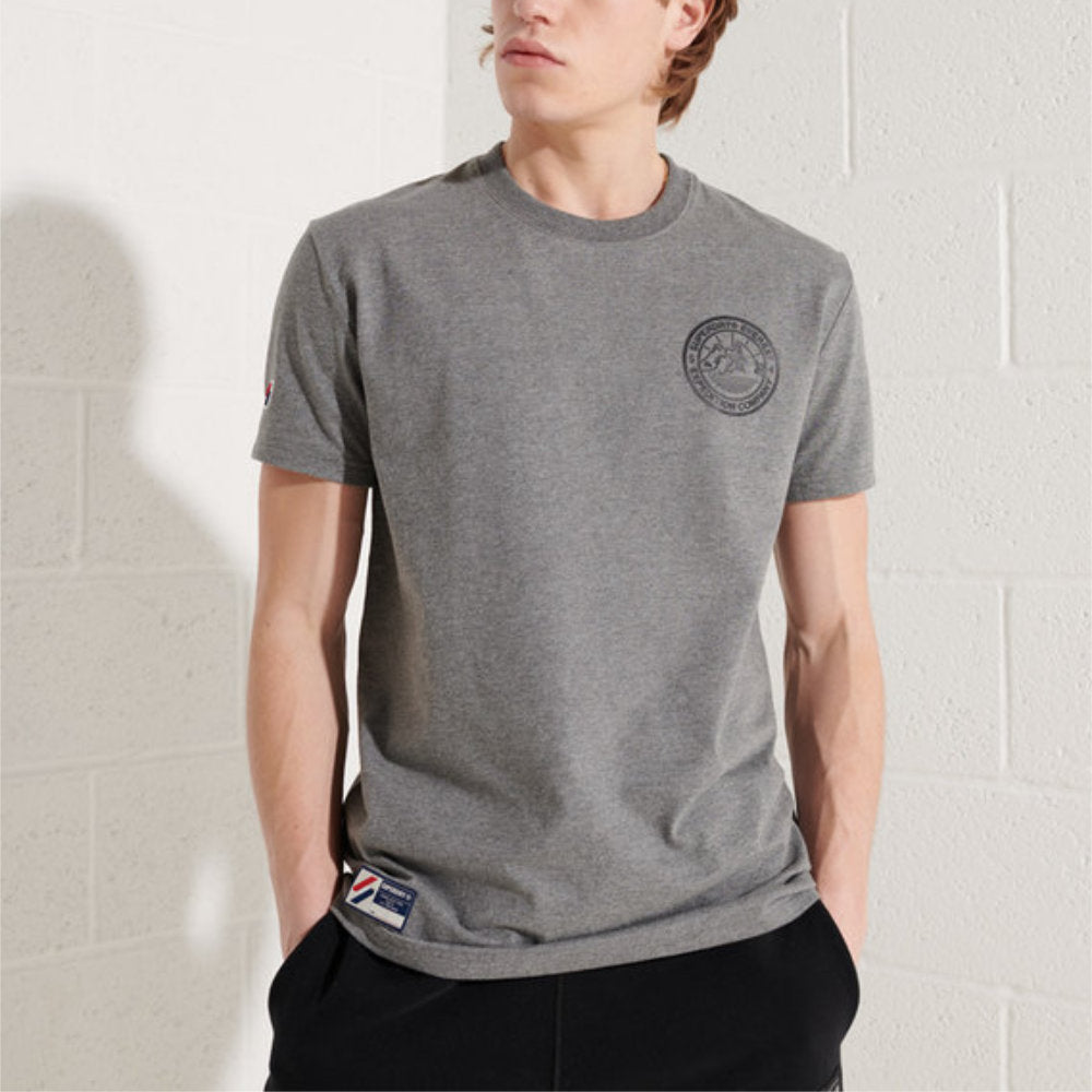 'Superdry Expedition Tee' in 'Dark Charcoal Marl' colour
