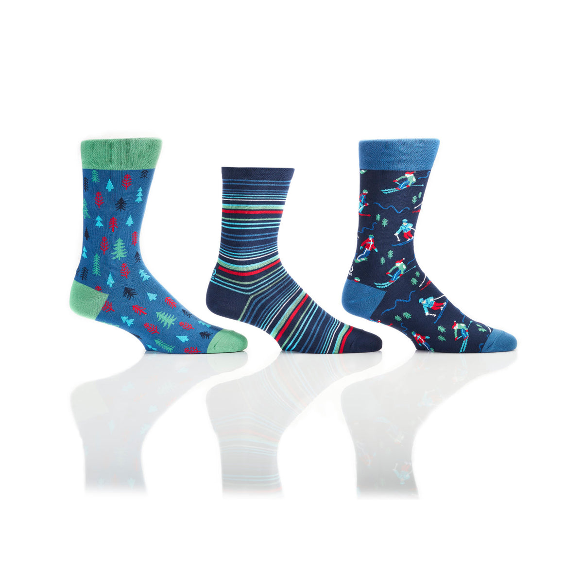 'Yo Sox 3-Pack Christmas Crew Socks' in 'Blue' colour