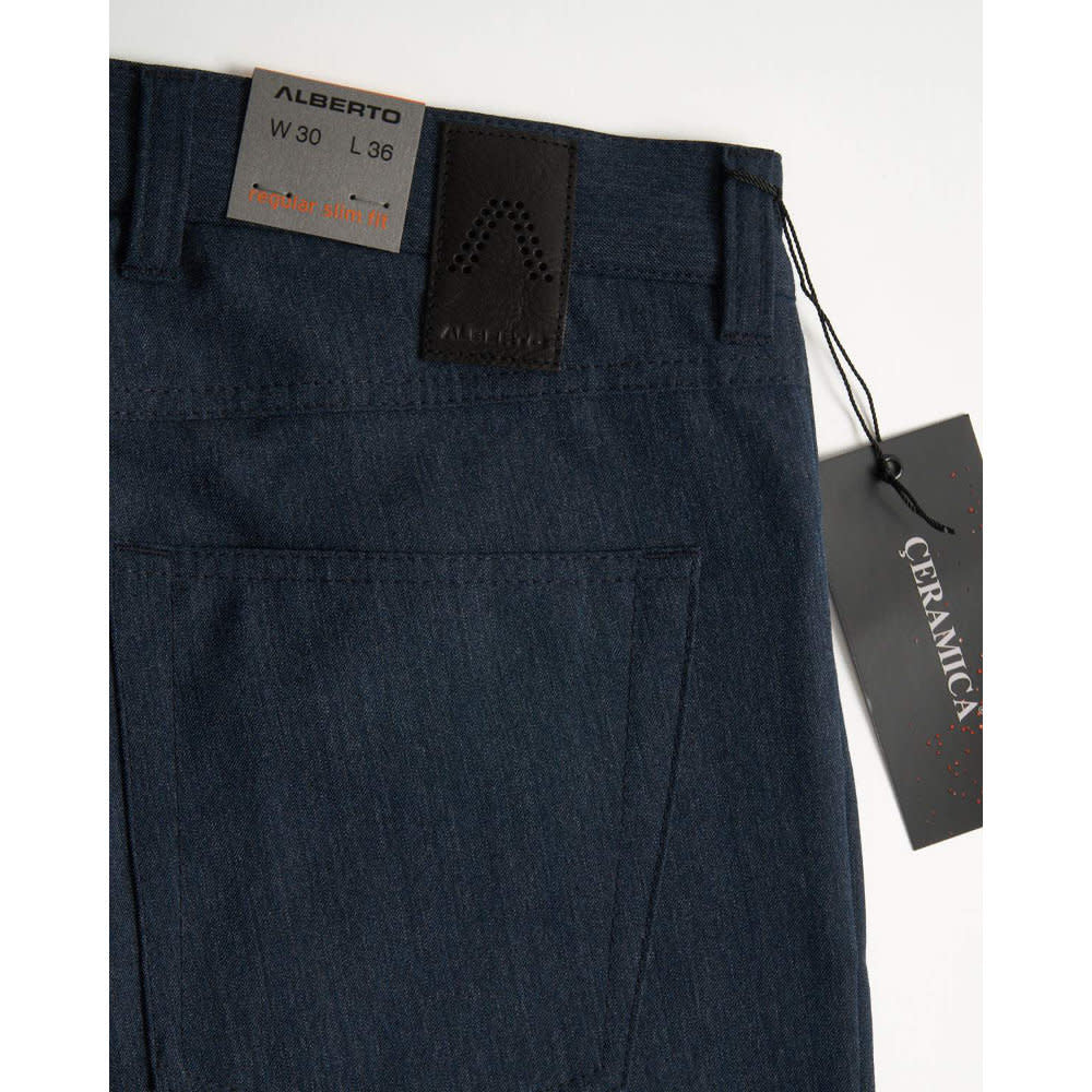 'Alberto Pipe Regular Slim Fit Ceramica Dress Pants' in 'Blue' colour