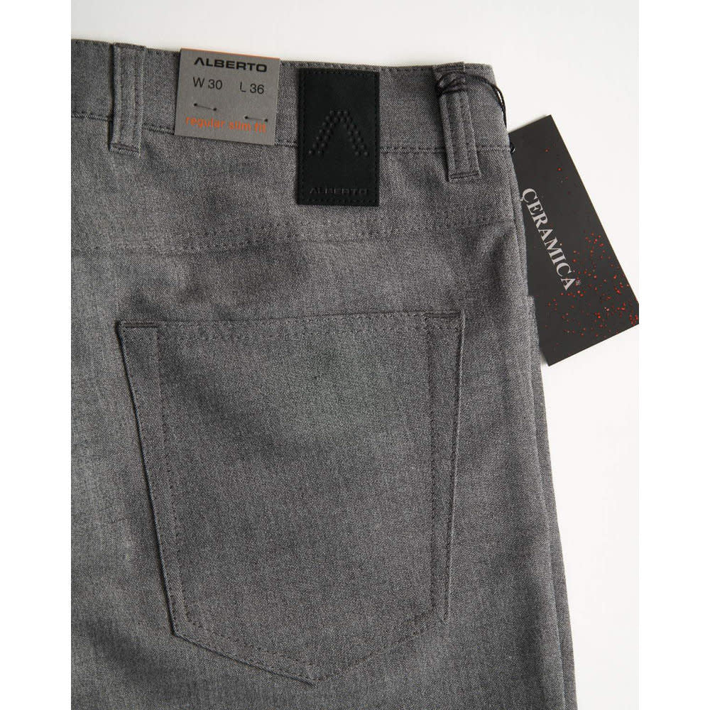 'Alberto Pipe Regular Slim Fit Ceramica Dress Pants' in 'Salt 'N Pepper' colour
