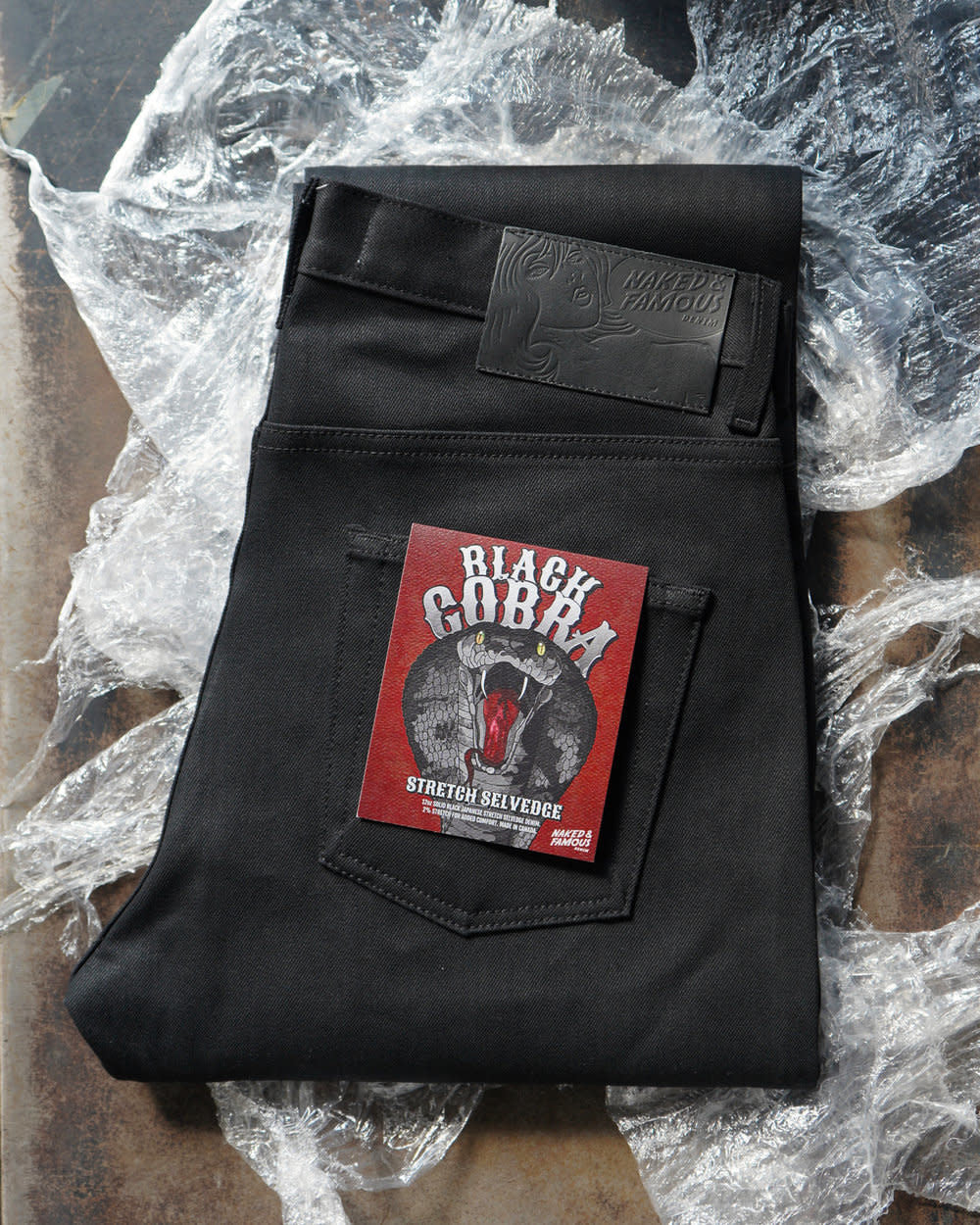 'Naked & Famous Black Cobra Stretch Selvedge - Weird Guy' in 'Black Cobra Stretch' colour