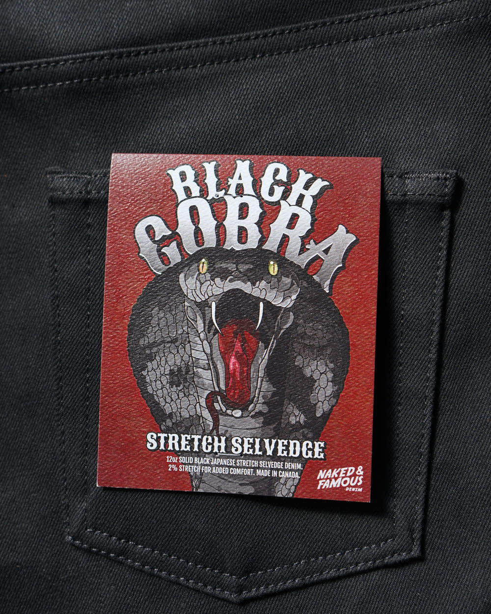 'Naked & Famous Black Cobra Stretch Selvedge - Weird Guy' in 'Black Cobra Stretch' colour
