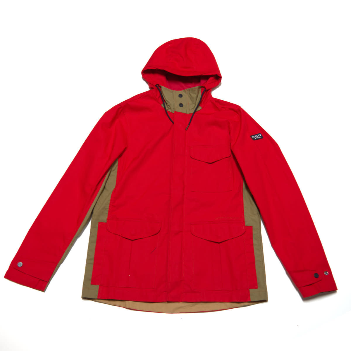 Scotch & Soda Canvas Jacket - Red/Khaki - 1 - Tops - Coats & Jackets