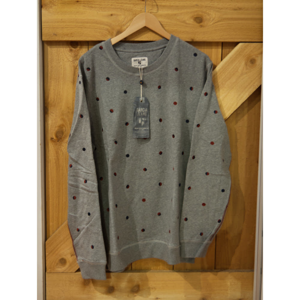 'Garcia Dot Print Sweater' in 'Iron' colour