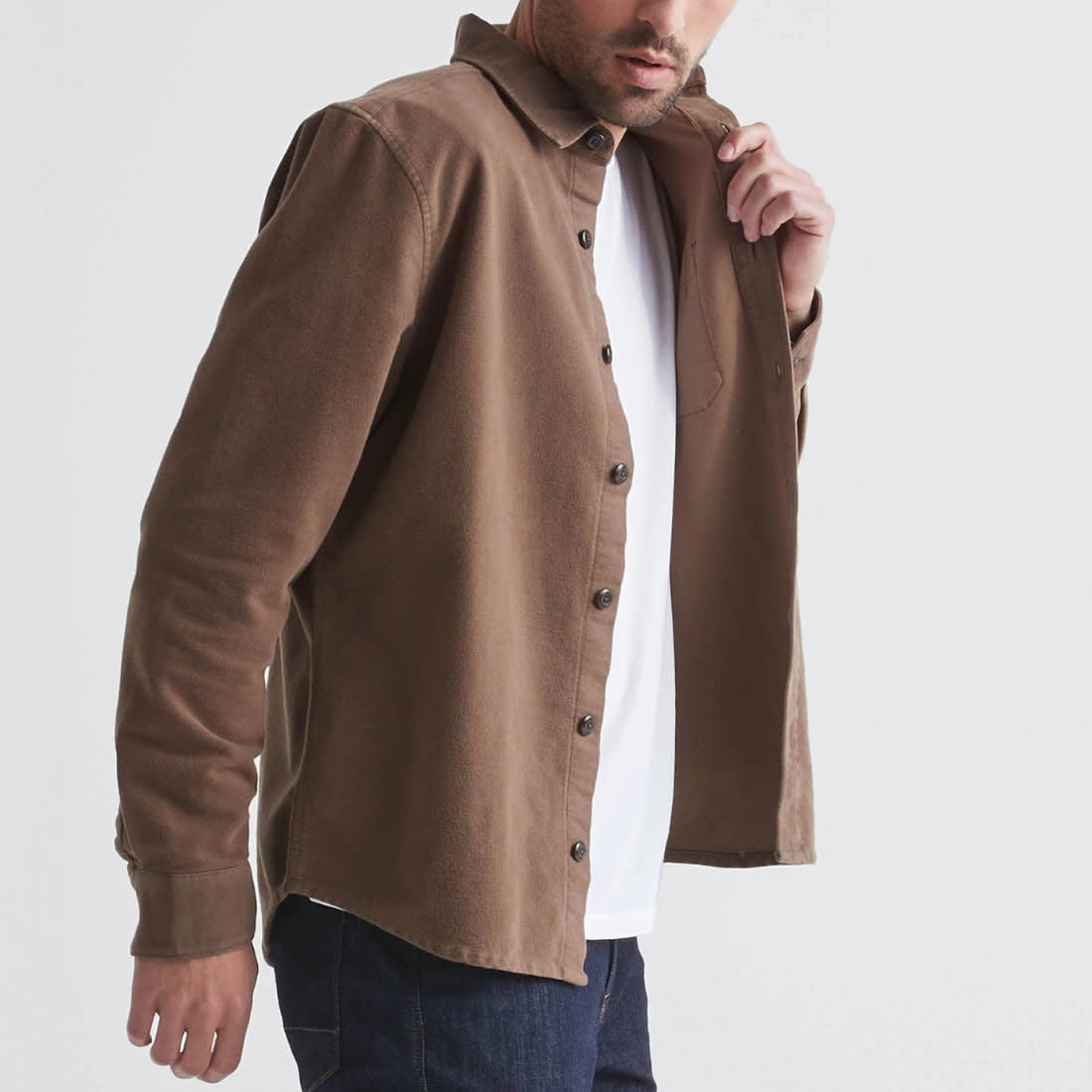 'Du/er No Sweat Moleskin Shirt' in 'Kalamata' colour