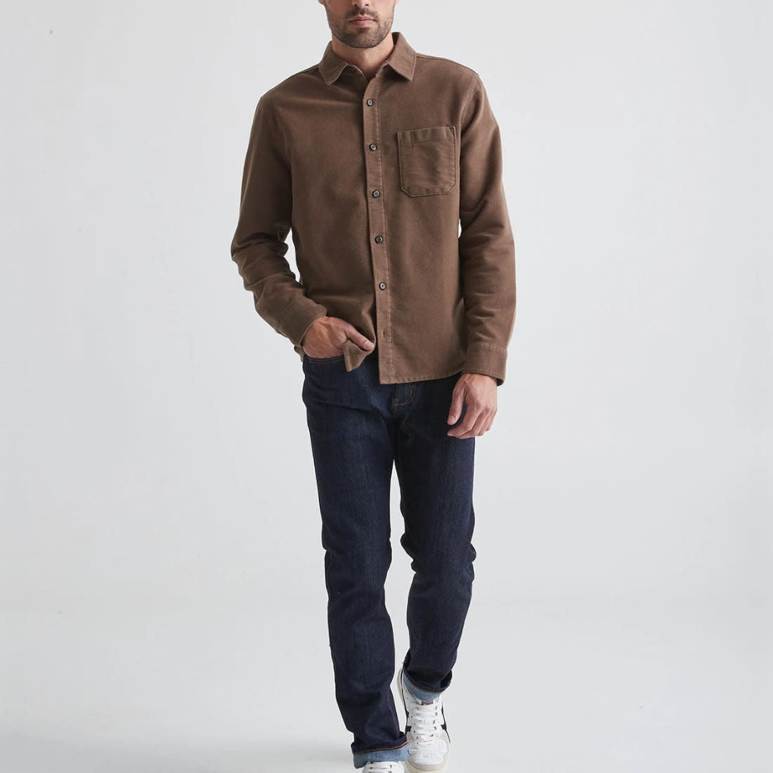 'Du/er No Sweat Moleskin Shirt' in 'Kalamata' colour