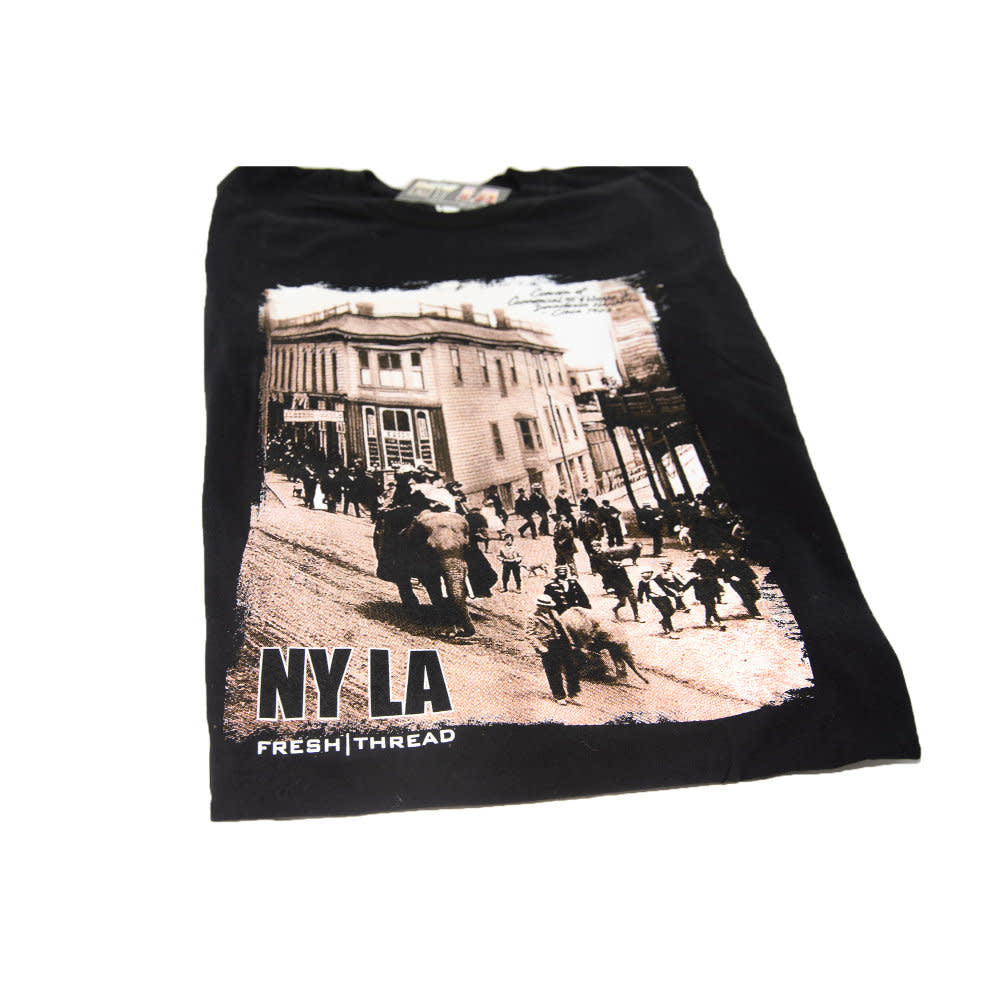 'NYLA Fresh Thread Nanaimo Heritage Tee - Elephants' in 'Black' colour