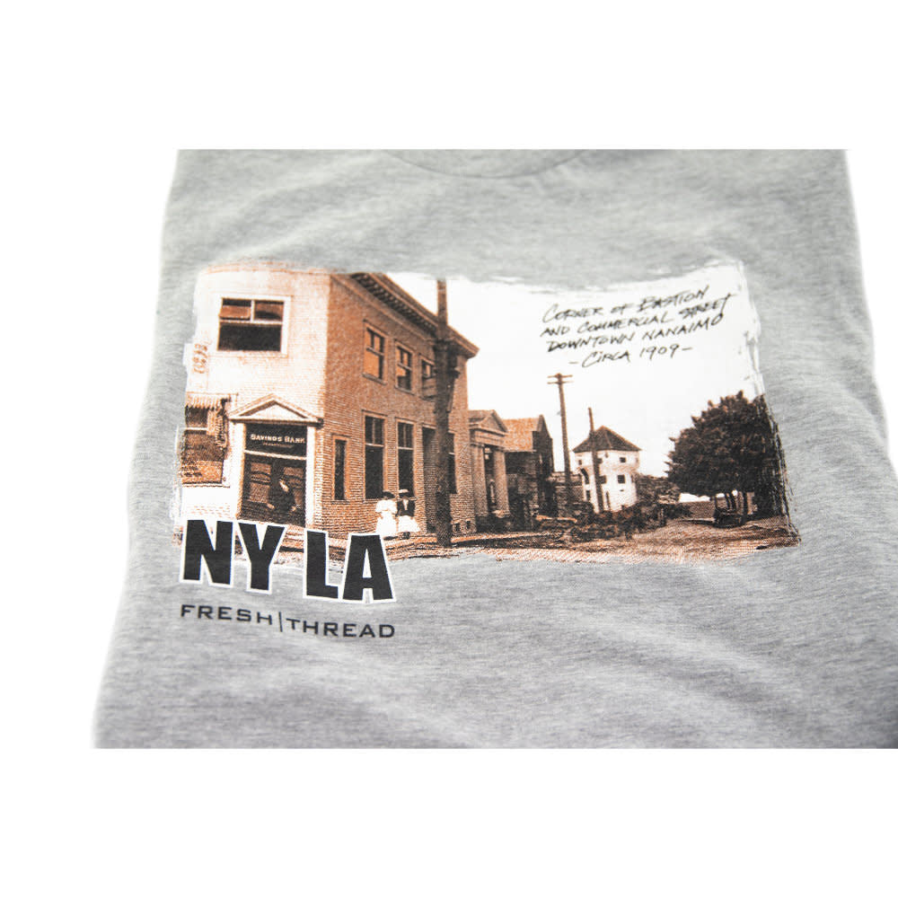 'NYLA Fresh Thread Nanaimo Heritage Tee - Commercial Street' in 'Grey' colour