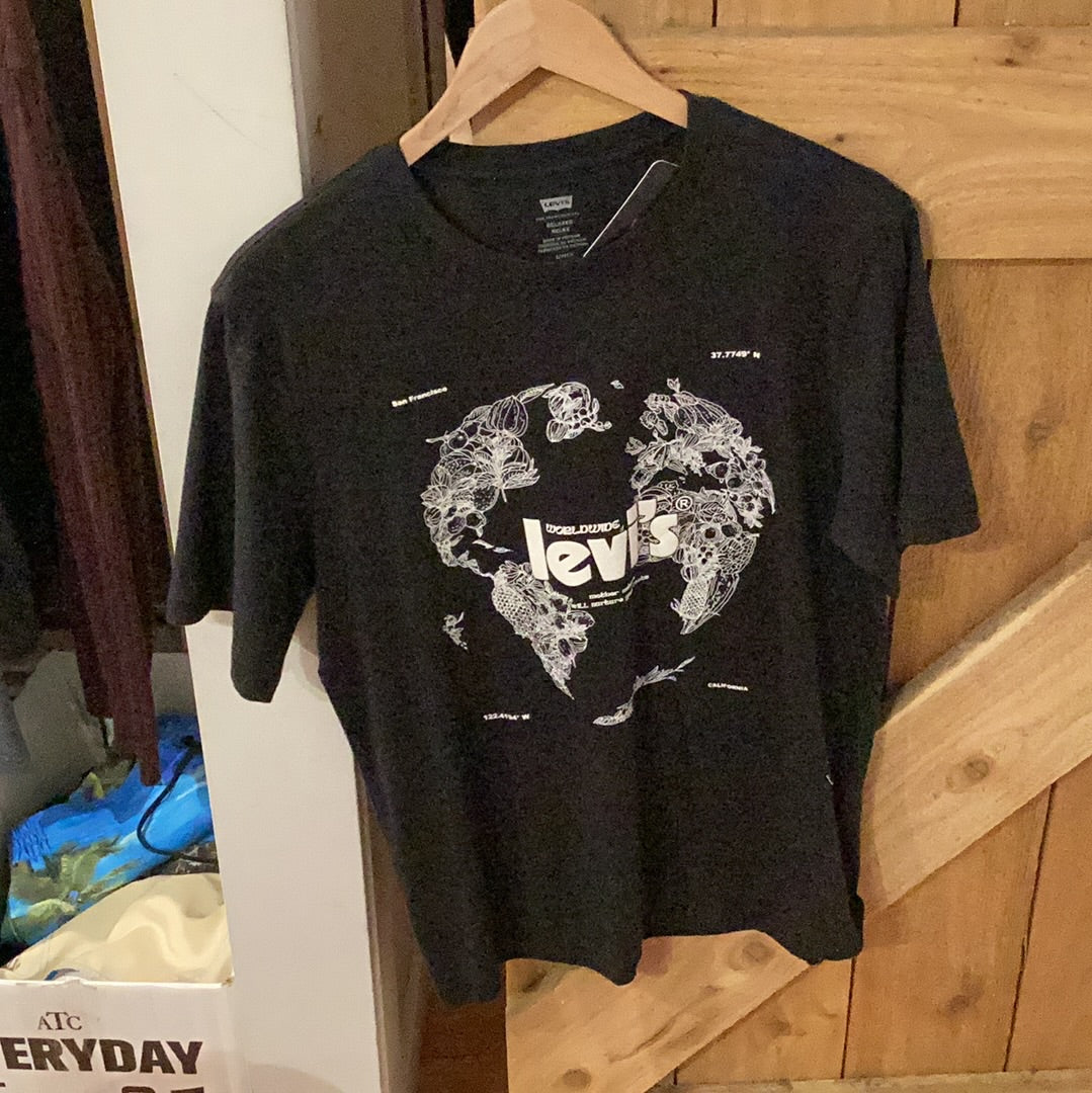 'Levis Fruit Globe Relaxed Fit Tee' in 'Caviar' colour