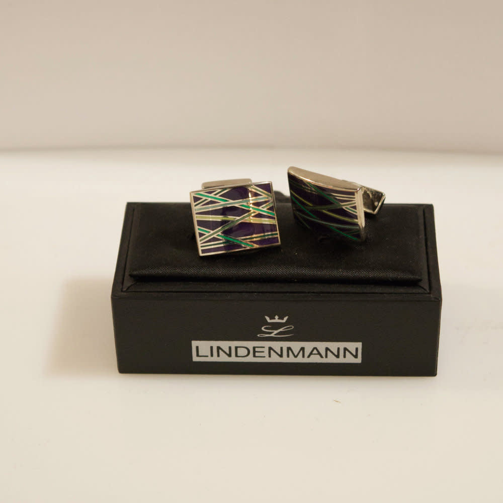 'Lindenmann Assorted Cufflinks' in 'Purple Patterned Square' colour