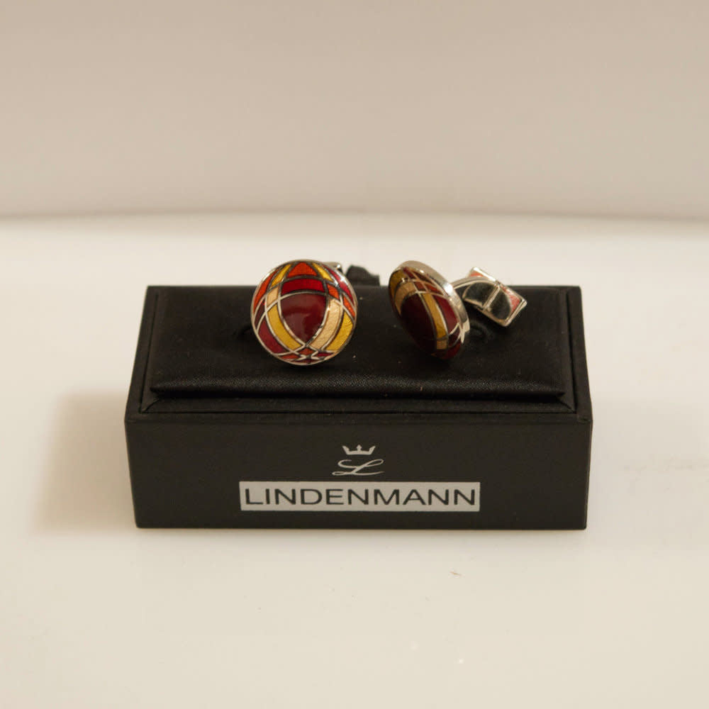 'Lindenmann Assorted Cufflinks' in 'Red Patterned Circular' colour