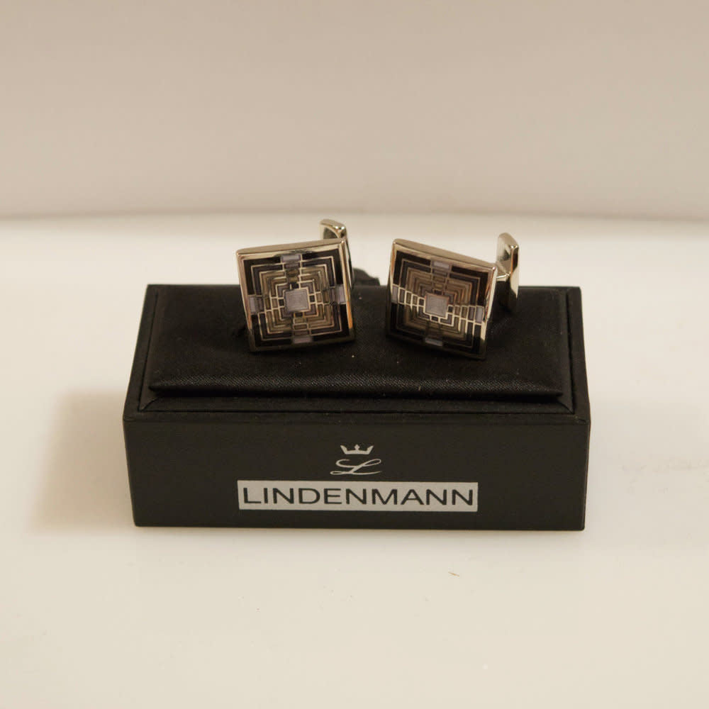 'Lindenmann Assorted Cufflinks' in 'Black Patterned Square' colour