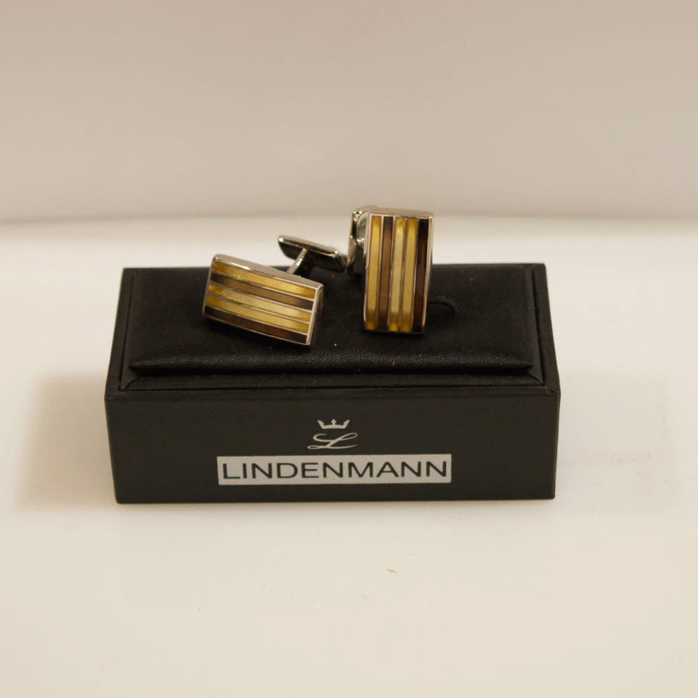 'Lindenmann Assorted Cufflinks' in 'Bronze Striped Rectangle' colour