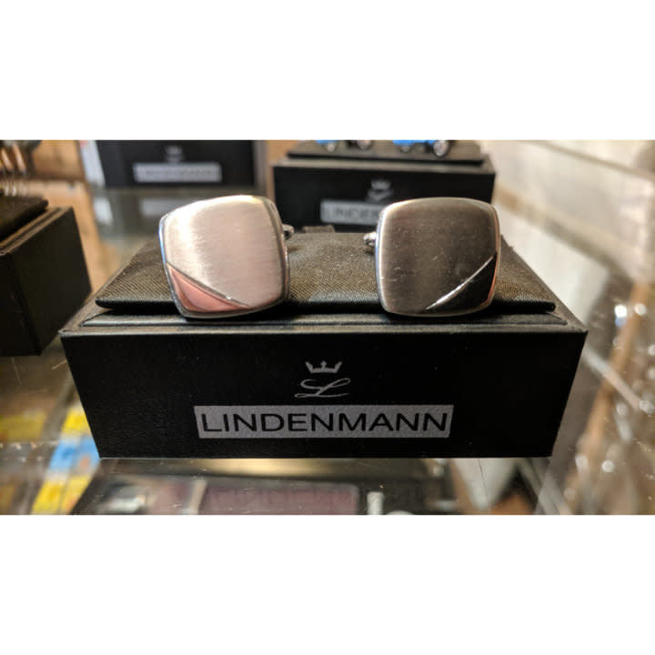 'Lindenmann Assorted Cufflinks' in 'Silver Brushed Silver Square' colour