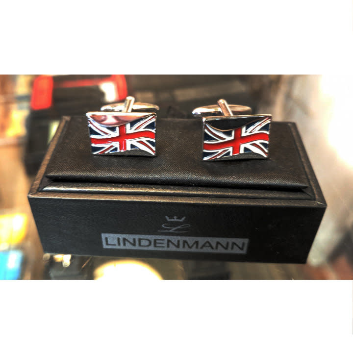 'Lindenmann Assorted Cufflinks' in 'Silver Union Jack' colour