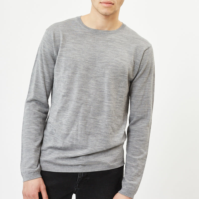 'MINIMUM Arvid 0108 Wool Jumper' in 'Grey Melange' colour