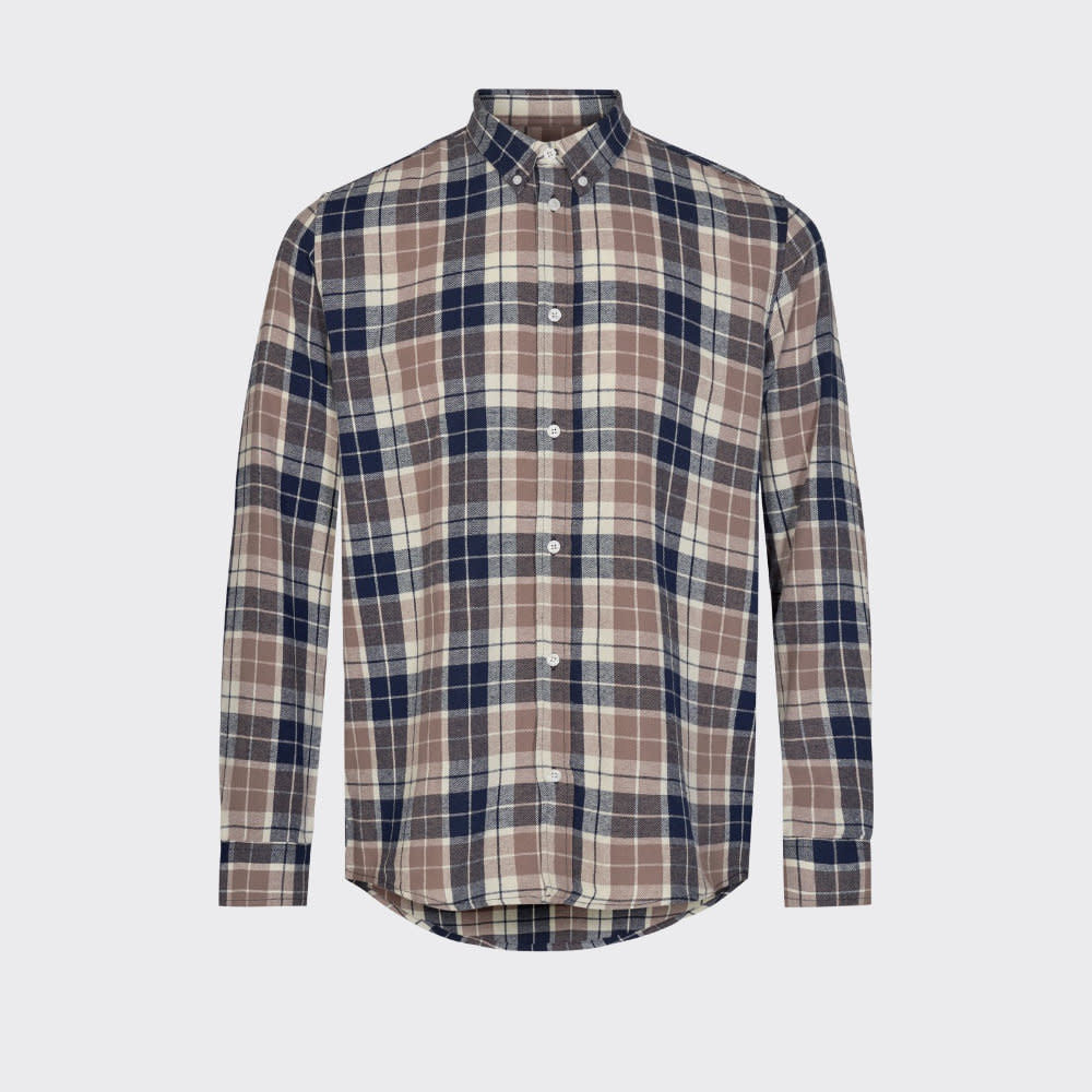 'MINIMUM Walther 9102 L/S Plaid Shirt' in 'Broken White' colour