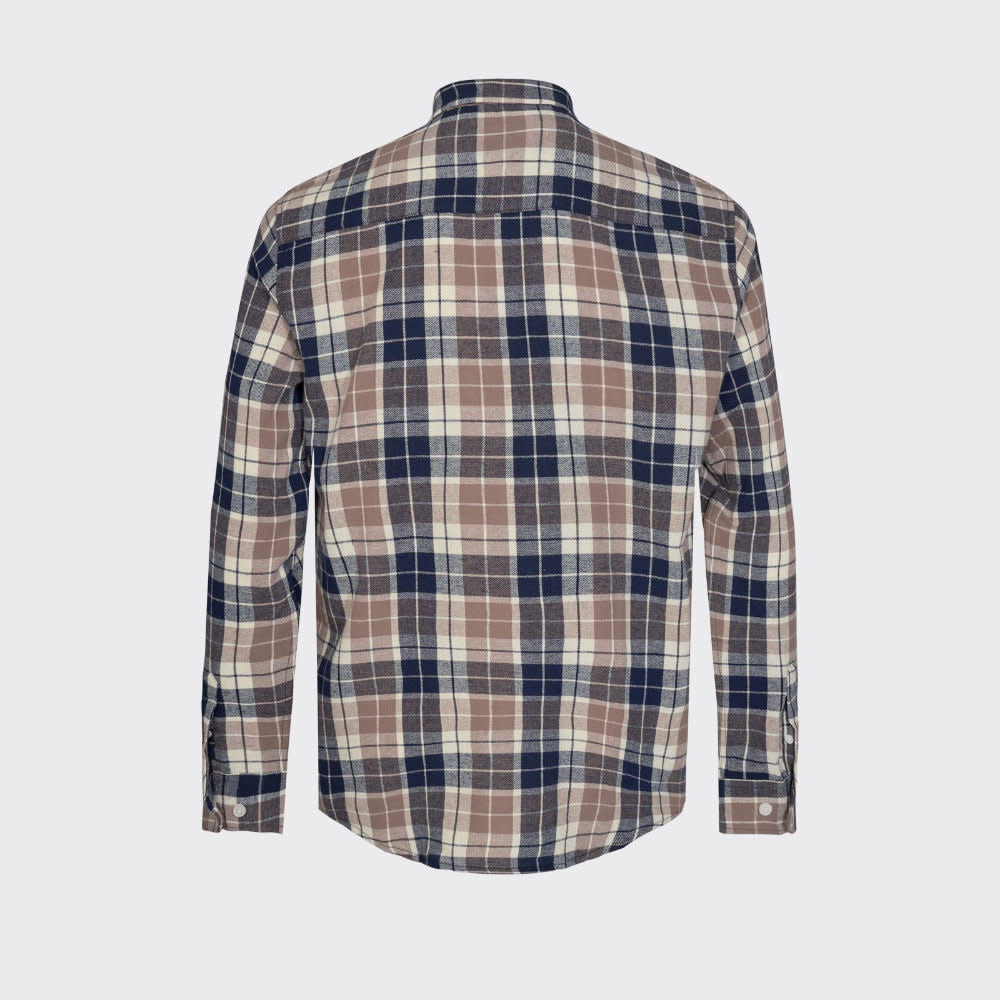 'MINIMUM Walther 9102 L/S Plaid Shirt' in 'Broken White' colour