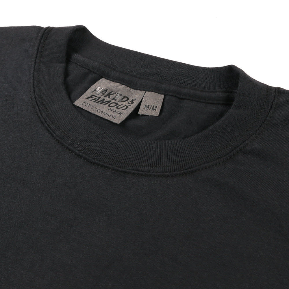 'Naked & Famous Circular Knit T-Shirt' in 'Black' colour
