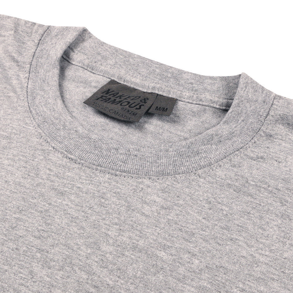 'Naked & Famous Circular Knit T-Shirt' in 'Heather Grey' colour