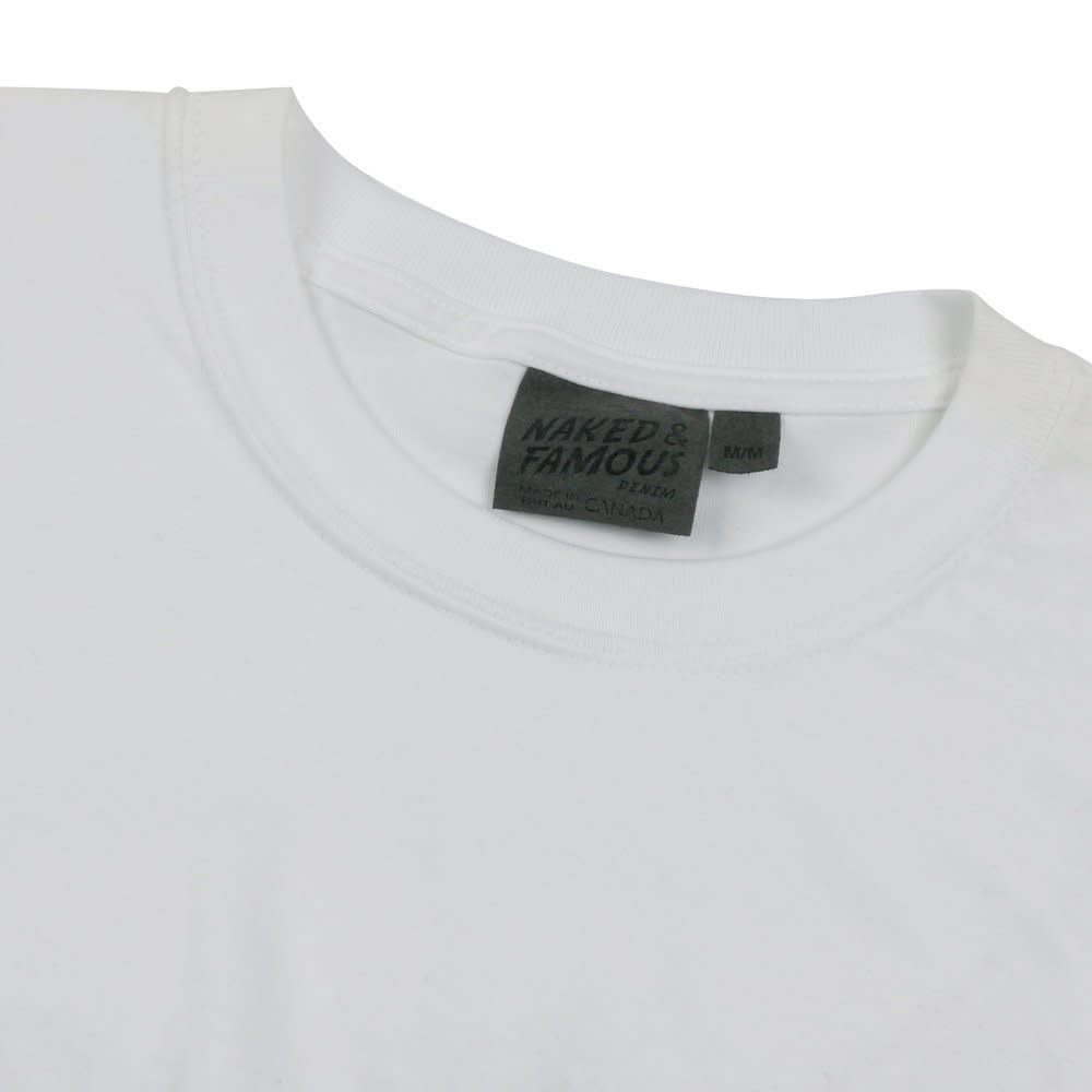 'Naked & Famous Circular Knit T-Shirt' in 'White' colour