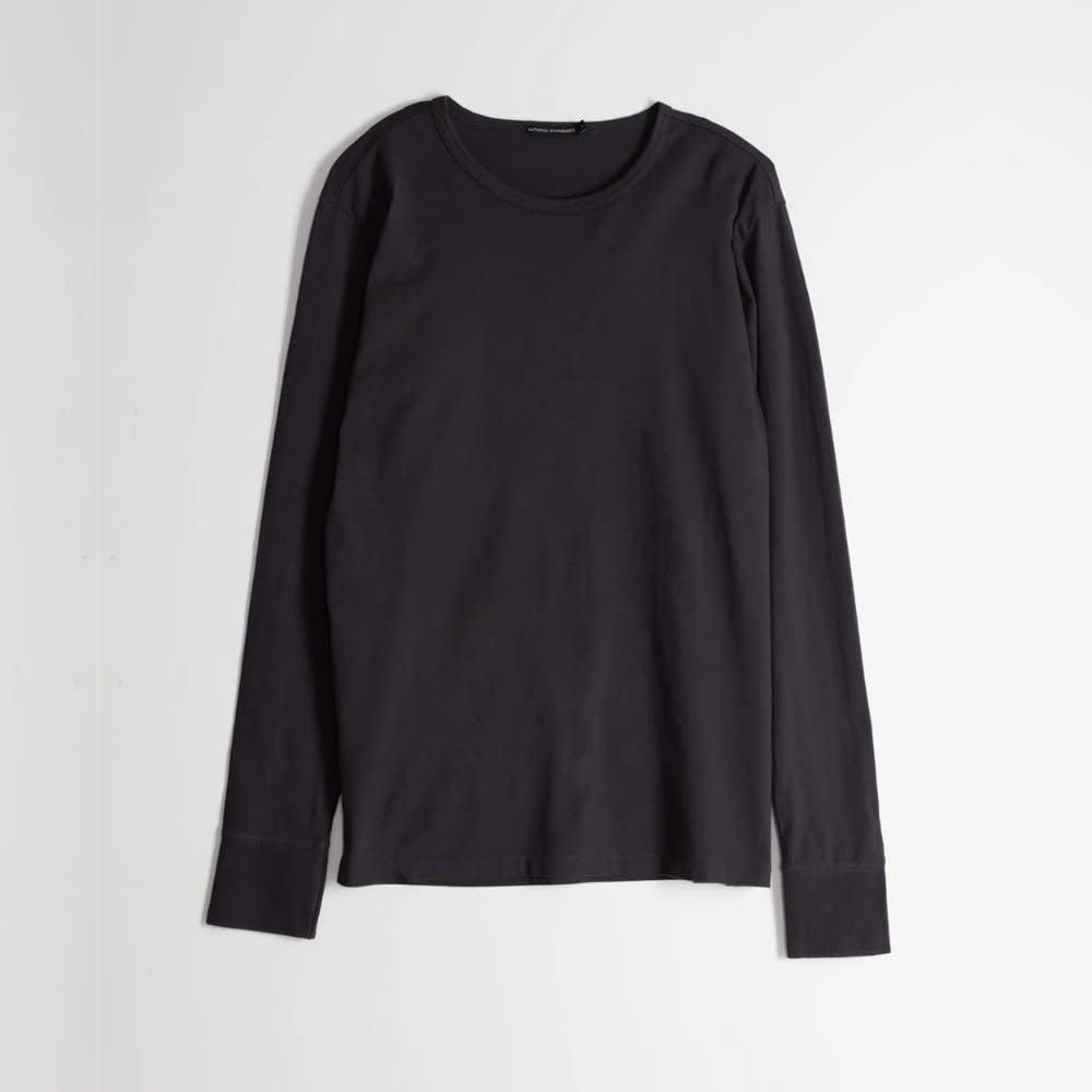 'National Standards Base Jersey L/S Crew Tee' in 'Slate Grey' colour