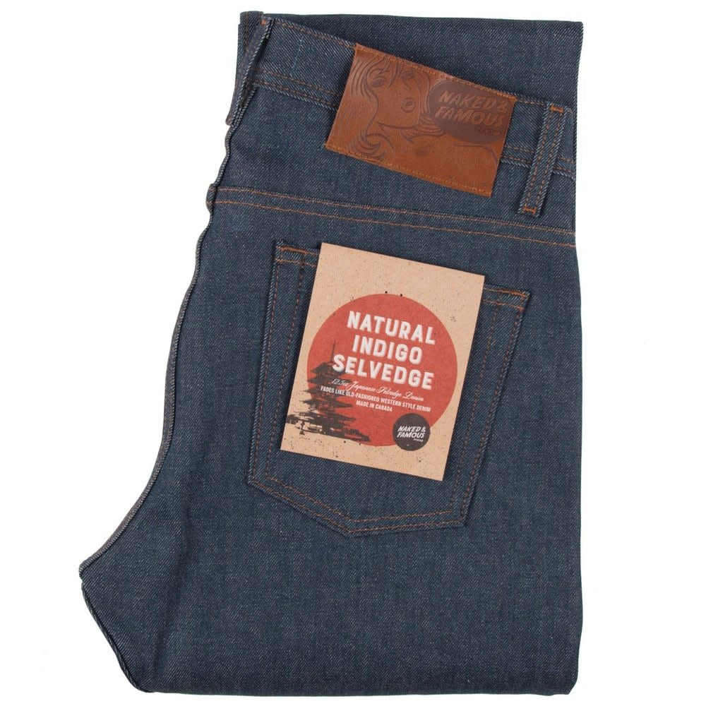 'Naked & Famous Natural Indigo Selvedge - Easy Guy' in 'Raw Blue' colour
