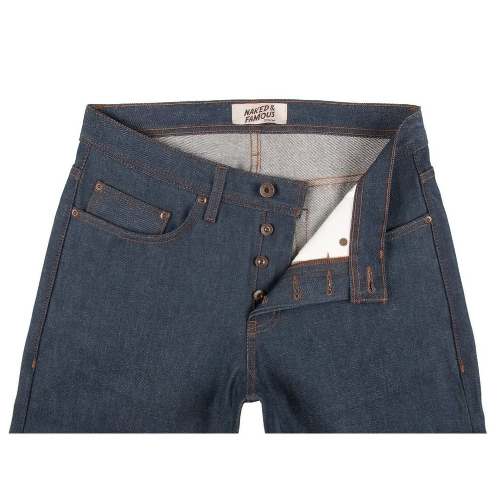 'Naked & Famous Natural Indigo Selvedge - Easy Guy' in 'Raw Blue' colour