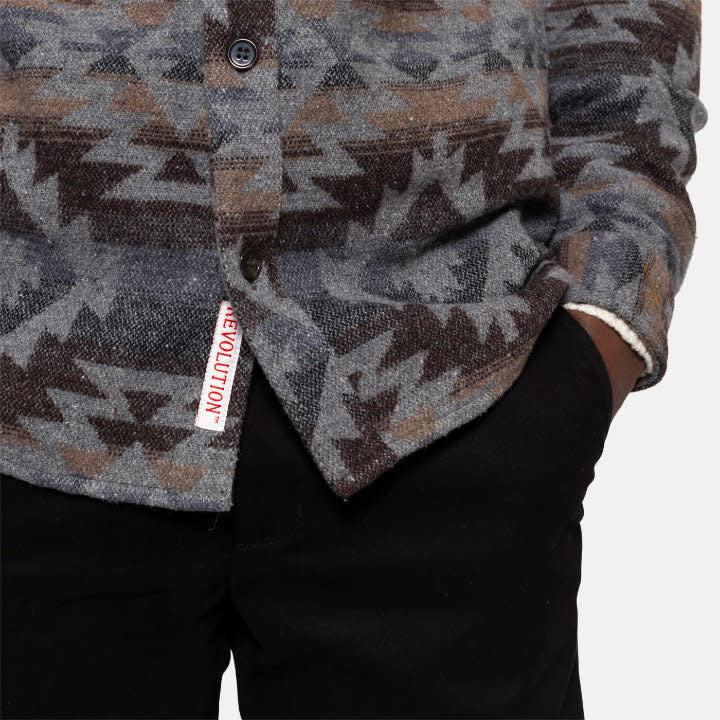 'Revolution Aztec Wool Shirt' in 'Grey' colour